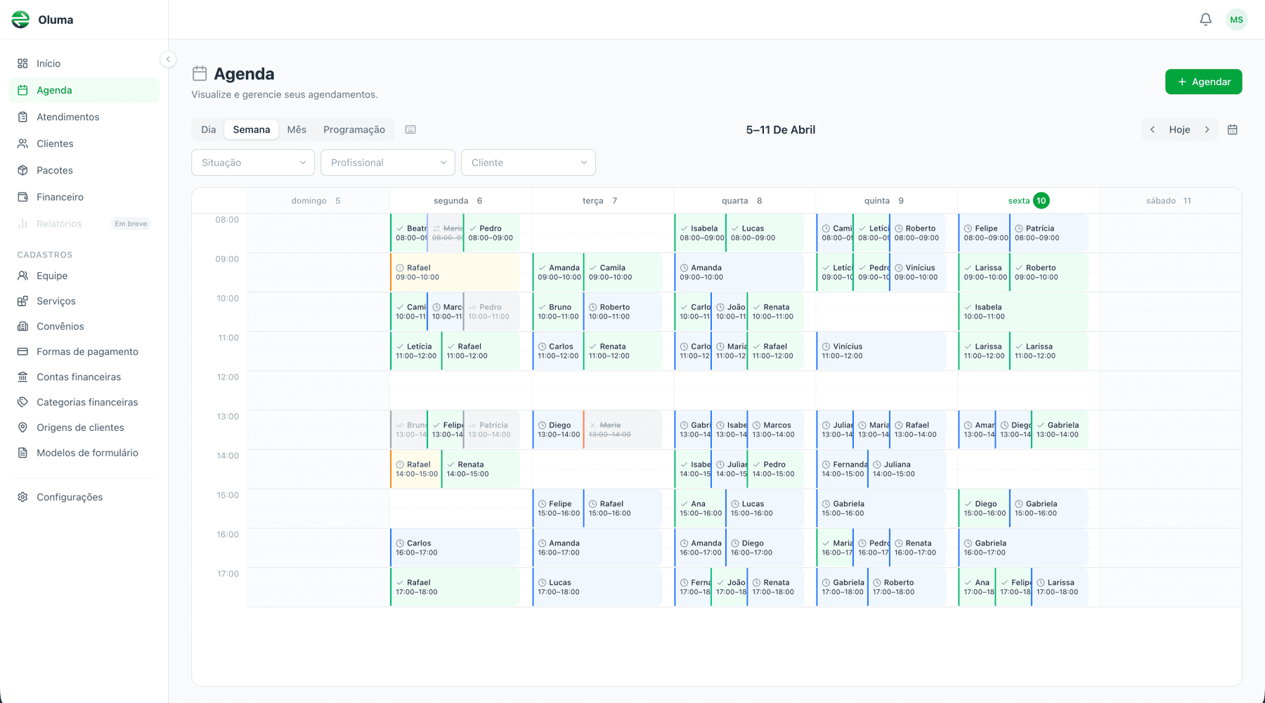 Agenda — Visualização de semana